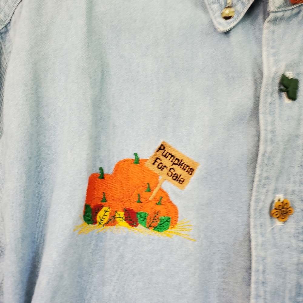 Vtg Custom Button Autumn Fall Themed Button Down - image 4